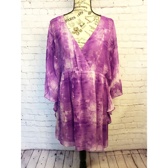 Alice + Olivia Purple Watercolor Dress - Picture 4 of 8